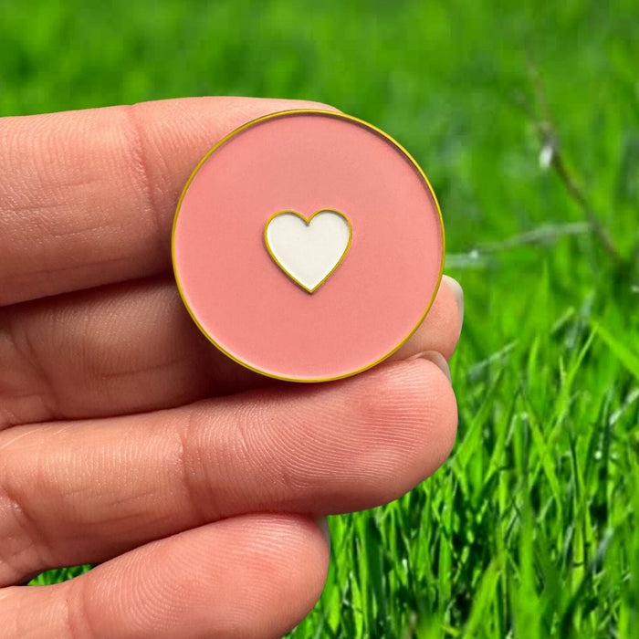 Golf Ball Markers in Gold I Heart Golf Women's Ball Marker with Hat Clip by Birdie Girl Golf