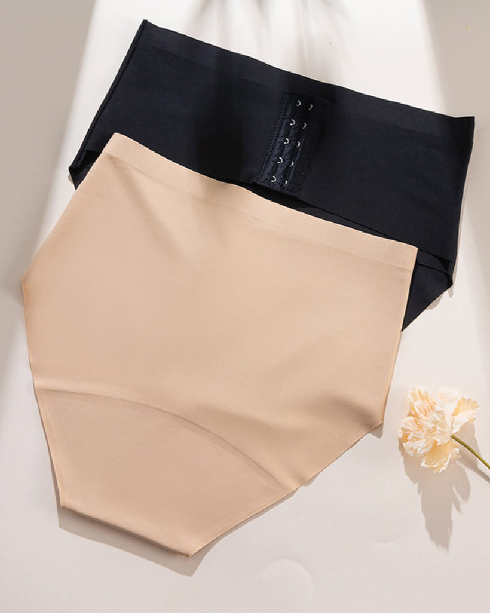 Women's Mid Waist Seamless Tummy Control Shapewear Briefs Underwear With Hooks Belt  - By Qivii