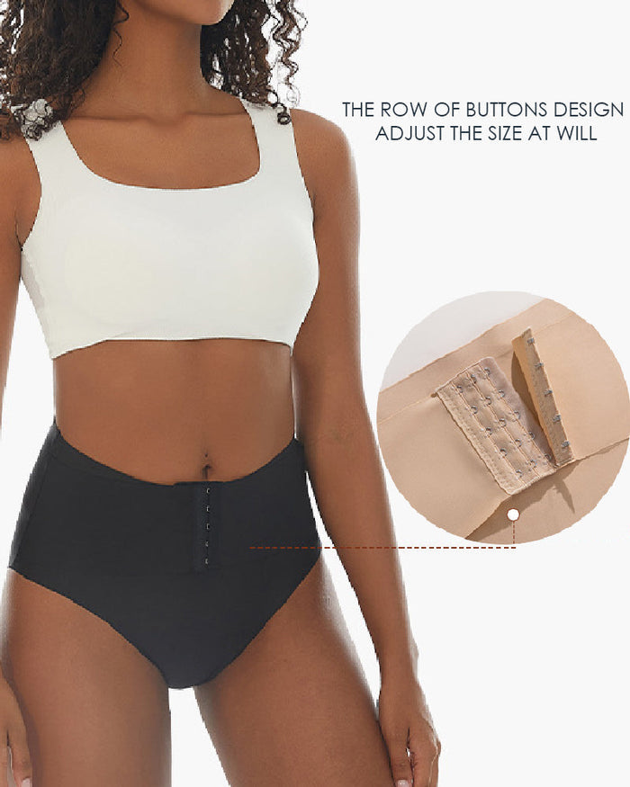 Women's Mid Waist Seamless Tummy Control Shapewear Briefs Underwear With Hooks Belt  - By Qivii