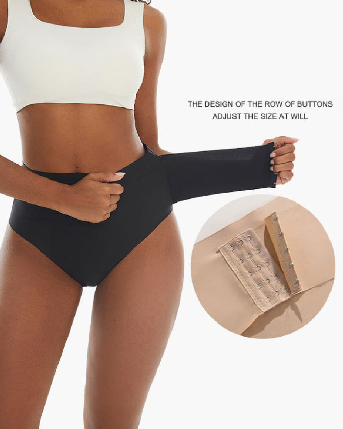 Women's Mid Waist Seamless Tummy Control Shapewear Briefs Underwear With Hooks Belt  - By Qivii