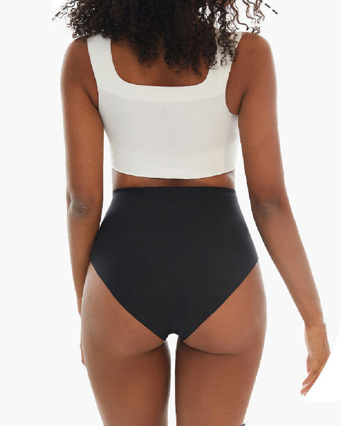 Women's Mid Waist Seamless Tummy Control Shapewear Briefs Underwear With Hooks Belt  - By Qivii