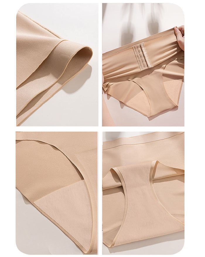 Women's Mid Waist Seamless Tummy Control Shapewear Briefs Underwear With Hooks Belt  - By Qivii