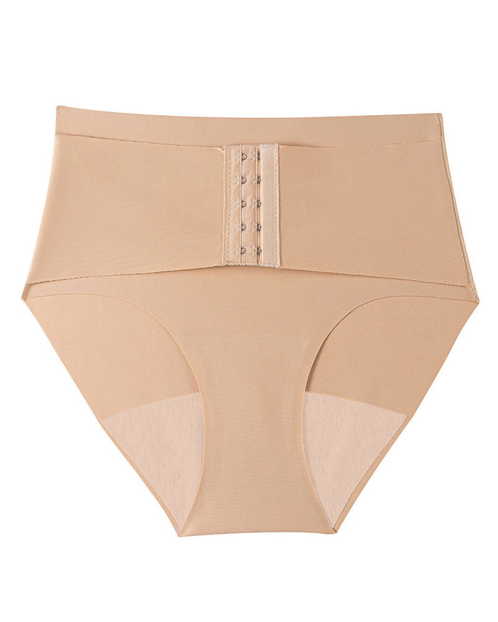 Women's Mid Waist Seamless Tummy Control Shapewear Briefs Underwear With Hooks Belt  - By Qivii