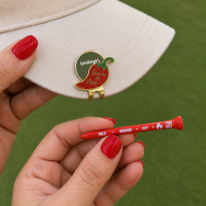 youre so hot ball marker with matching red golf tee